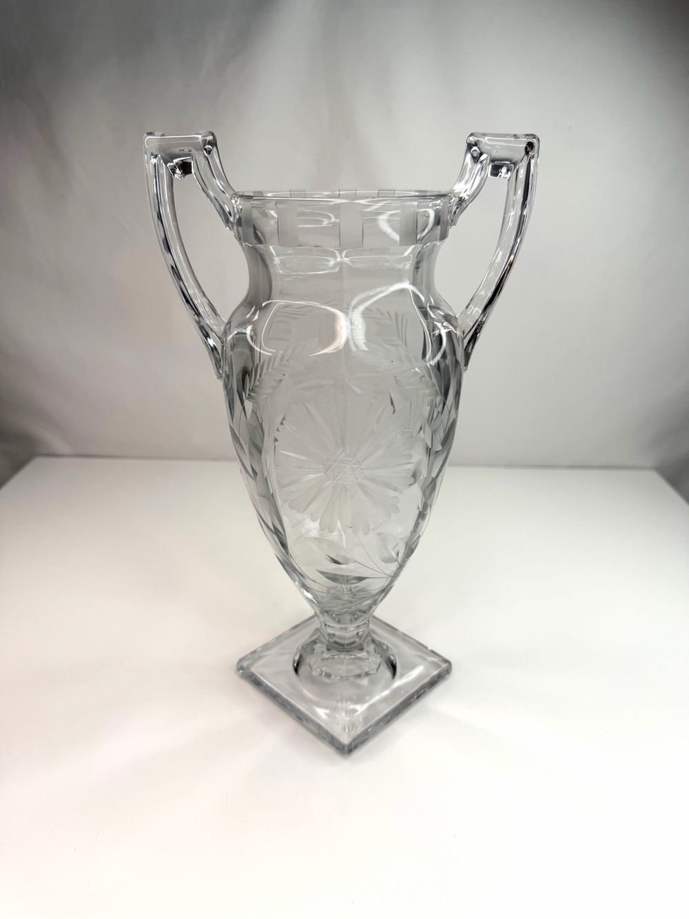 Tiffin Glass Company Flower Floral Striped Vintage Trophy Urn Vase